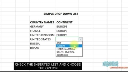LEARN TO CREATE A SIMPLE DROP DOWN LIST IN EXCEL EASILY