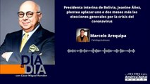 Presidenta interina de Bolivia, Jeanine Áñez, plantea aplazar uno o dos meses más las elecciones generales por la crisis del coronavirus