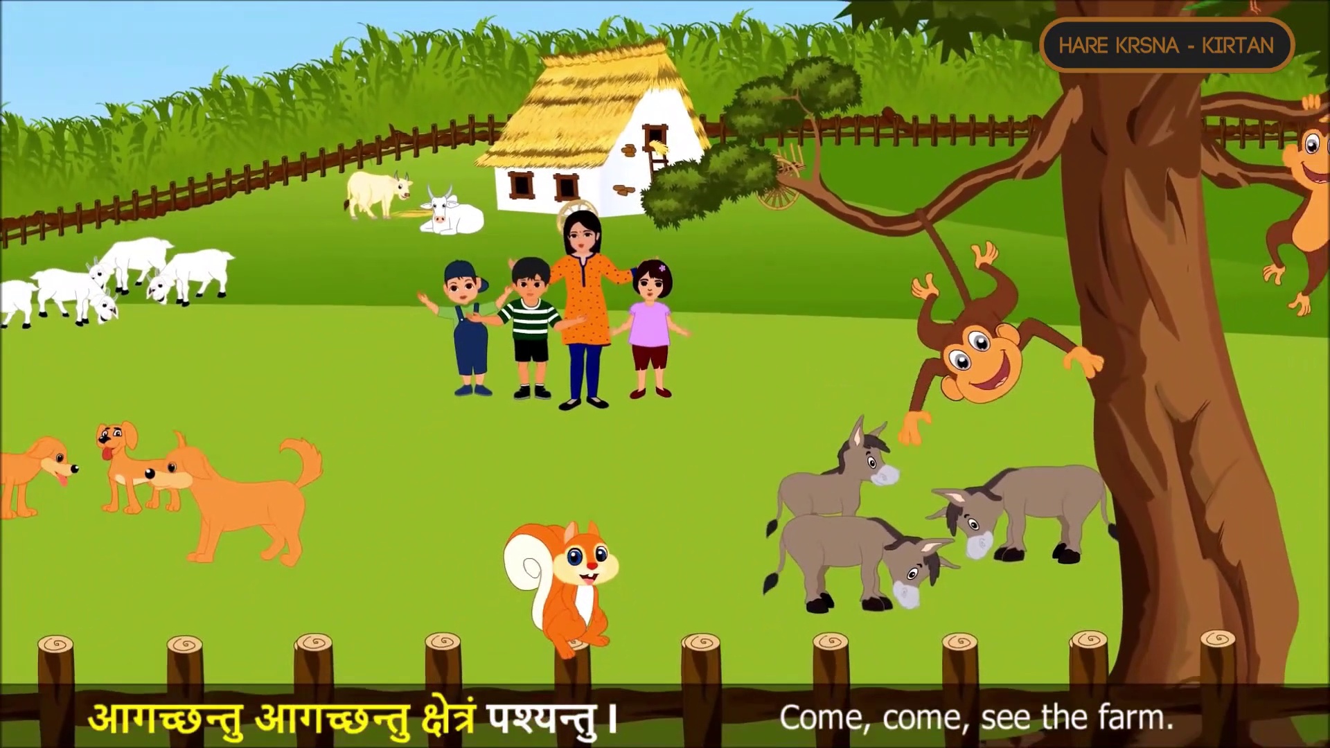 Animal | Sanskrit Rhymes — 5 (पशवः १) | पशु | Kids | Animated rhyme | Sanskrit language | learn vowels Nursery Rhymes For Kids |