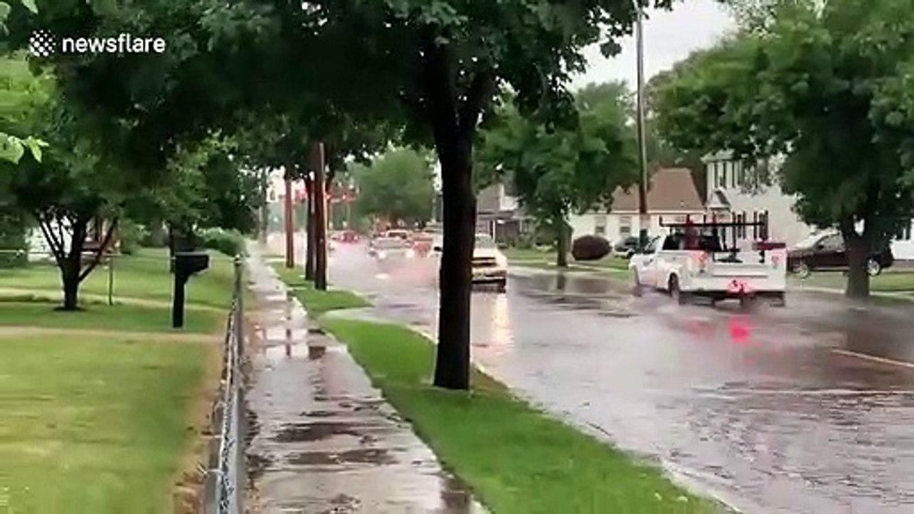 Torrential rain leads to severe flooding on streets and rivers of Sioux Falls, South Dakota