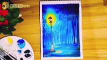 Street lamp painting | how to paint street lamp with acrylic colour | street lamp scenery drawing for beginners . It’s very simple street lamp landscapes drawing