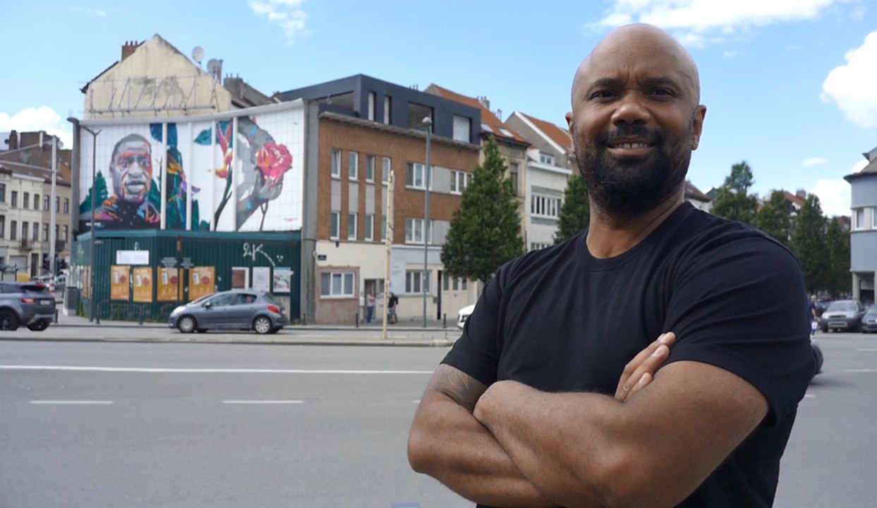 Inauguration d'une fresque de George Floyd à Bruxelles