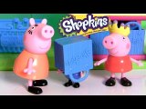 Peppa Pig Shopping for Frozen Shopkins at the Supermarket Mini Mart with Princess Anna Elsa