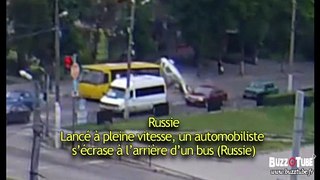 Lancé à pleine vitesse, un automobiliste s’écrase à l’arrière d’un bus -Russie
