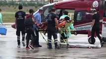 Uşak'ta kolu kopan işçi ambulans helikopterle Ankara'ya götürüldü