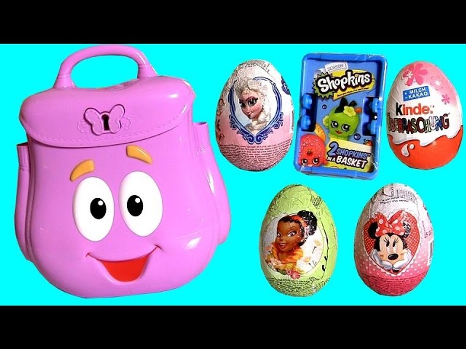 Dora's Backpack Surprise Baby Toys Eggs Minnie Sofia Shopkins Frozen