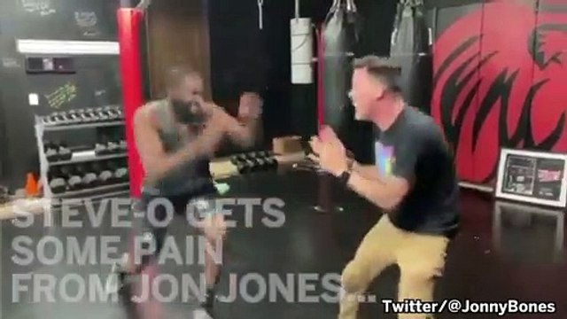Steve-O Gets Butt Kicked By Jon Jones, Holly Holm