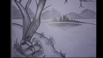 Beautiful landscape tutorial_pencil drawing scenery