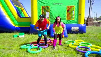 Ryan play in Inflatable Bounce House with Mommy and Daddy!