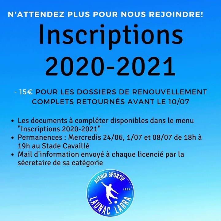 Inscriptions 2020-2021