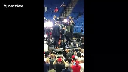 Eric Trump talks to media at run up to election rally in Tulsa