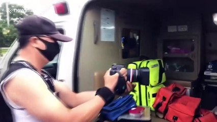 Lorry carrying 30 motorcycle overturns after collision in Thailand