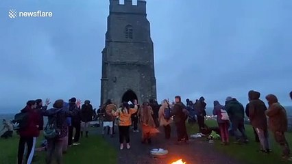 Glastonbury Tor Summer Solstice Celebrations. One worshiper declares "We do not obey, we are free