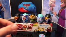 12 Frozen Cars Star Wars Minions Surprise Eggs Opening #77