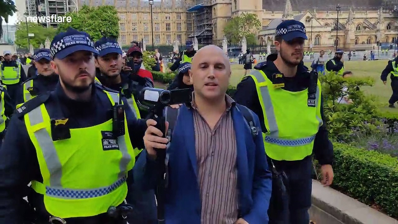 "Right-wing vlogger" escorted by police away from London BLM march