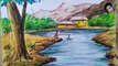 Oil pastel painting scenery | How to draw a Scenery | step by step painting for beginners