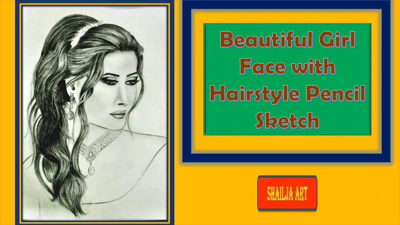 how to draw girl face with hairstyle pencil sketch || pencil sketch || shailja art