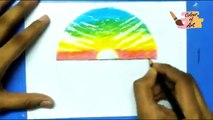 How to Draw a realistic & beautiful scenery with colour pencils very easily | Colour of Art