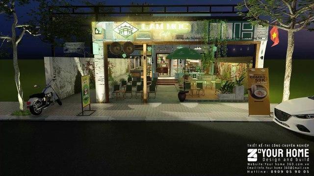THIẾT KẾ QUÁN CAFE SÂN VƯỜN ĐẸP LAM MỘC CAFE ĐỒNG NAI 300m2