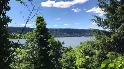 A barge travels the Hudson River