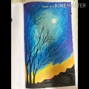 Oil pastel scenery for beginners step by step Oil Pestal Scenery Drawing