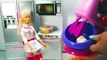 Barbie doll cooking a cake- Barbie in the kitchen- Barbie cooking video- Kitchen toys for kids