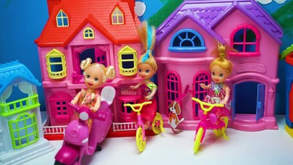 Barbie princess doll play in backyard- Barbie playground with friends- Barbie Annie and Rapunzel play together- VIdeo for kids-