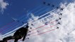 Red Arrows and La Patrouille de France perform flypast over Paris