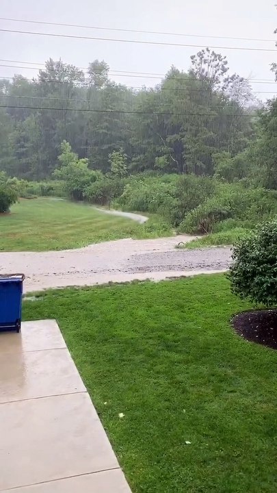 Lightning Strike Scarily Close During Heavy Storm