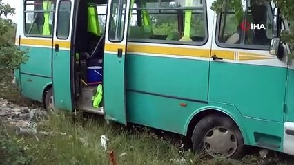 İşçi minibüsü yoldan çıktı 13 yaralı