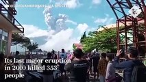 Indonesia's most volatile volcano spews ash and hot gas into the sky