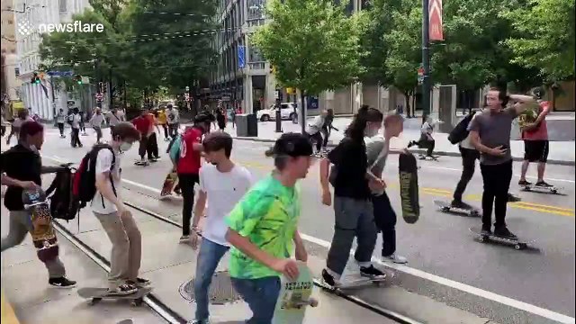 Hundreds of skateboarders in Atlanta join Black Lives Matter protest in memory of Rayshard Brooks