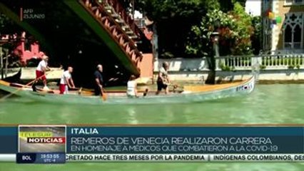 Remeros de Venecia homenajearon con carrera a personal médico