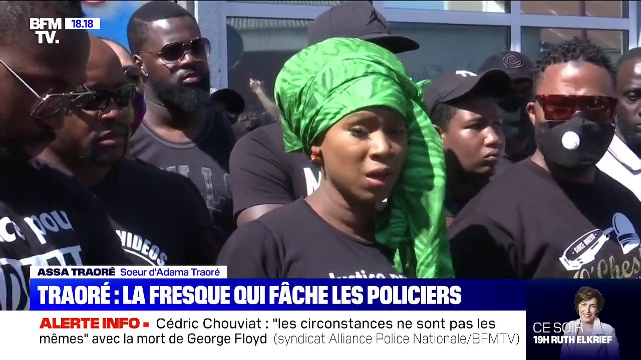 Pour Assa Traoré, si la fresque en hommage à Adama Traoré est dégradée "le seul responsable sera le syndicat Alliance"