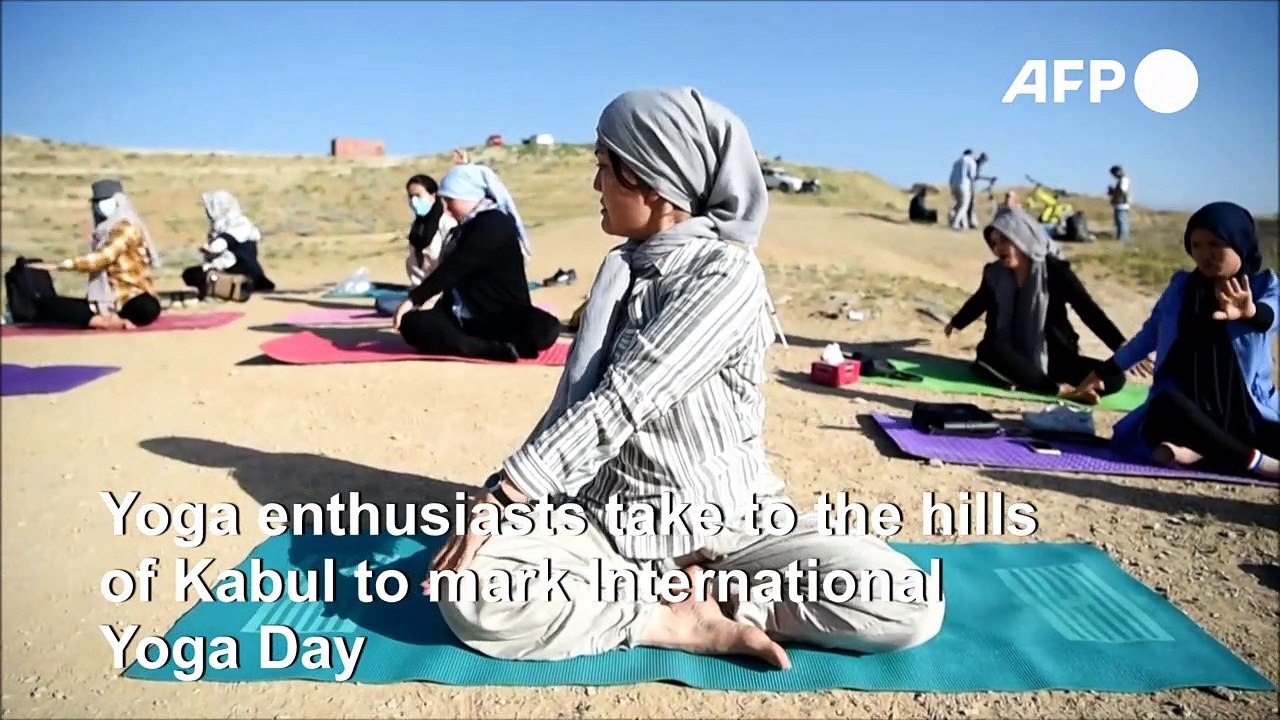 Women attend hilltop yoga session in Kabul