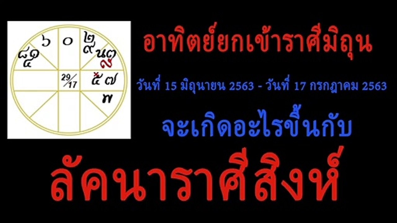 ดวงชะตา 12 ลัคนาราศี - เมื่อดาวอาทิตย์ยกเข้าราศีมิถุน 15 มิถุนายน - 17 กรกฎาคม 2563
