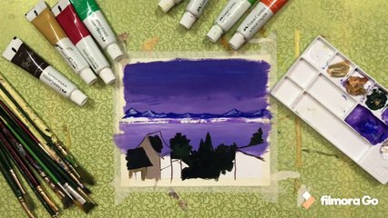 House painting with a beach view | Simple nature painting for beginners