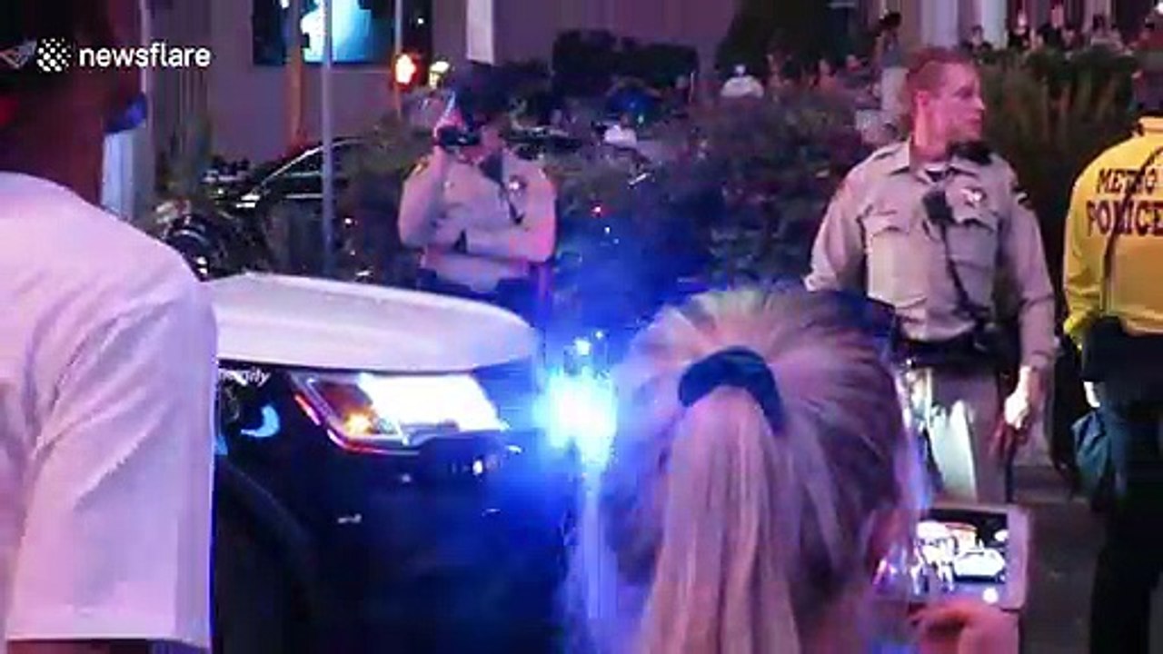 Tense verbal standoff between Las Vegas protester and police during Black Lives Matter rally