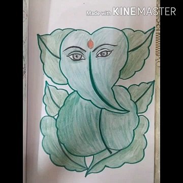 How to draw peepal leaf Ganesha