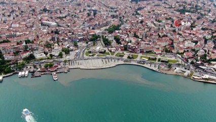 Çamura bulanan İstanbul Boğazı havadan görüntülendi