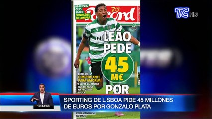 Sporting Lisboa pone precio de 45 millones de euros al volante Gonzalo Plata