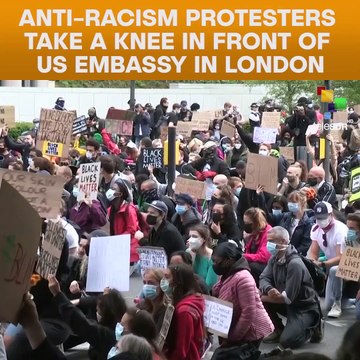 Anti-Racism Protesters Take A Knee In Front Of Us Embassy In London