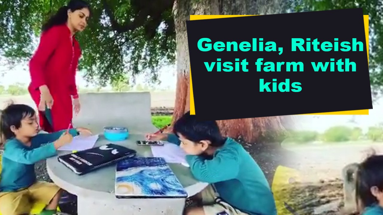 Genelia, Riteish visit farm with kids
