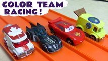 Learn Colors Team Hot Wheels Racing Challenge with Disney Pixar Cars 3 Lightning McQueen and Marvel Avengers and DC Comics Superheroes in this Full Episode English Toy Story