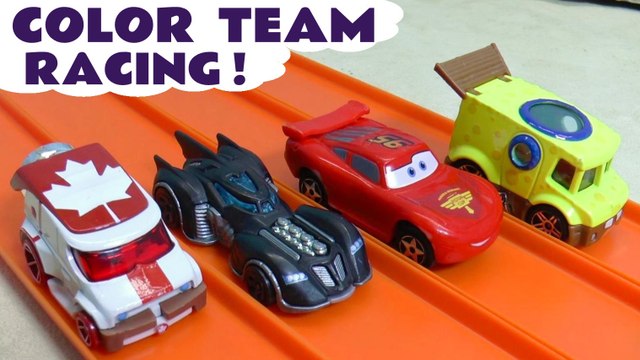 Learn Colors Team Hot Wheels Racing Challenge with Disney Pixar Cars 3 Lightning McQueen and Marvel Avengers and DC Comics Superheroes in this Full Episode English Toy Story