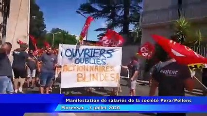 FLORENSAC - Des salariés de la société Pera-Pellenc manifeste devant la mairie