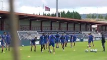 Entrenamiento de los jugadores de Osasuna después de ganar al Eibar en Ipurúa