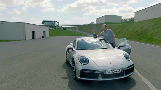 Porsche brand ambassador Jörg Bergmeister testing the Porsche Track Precision App at Bilster Berg circuit