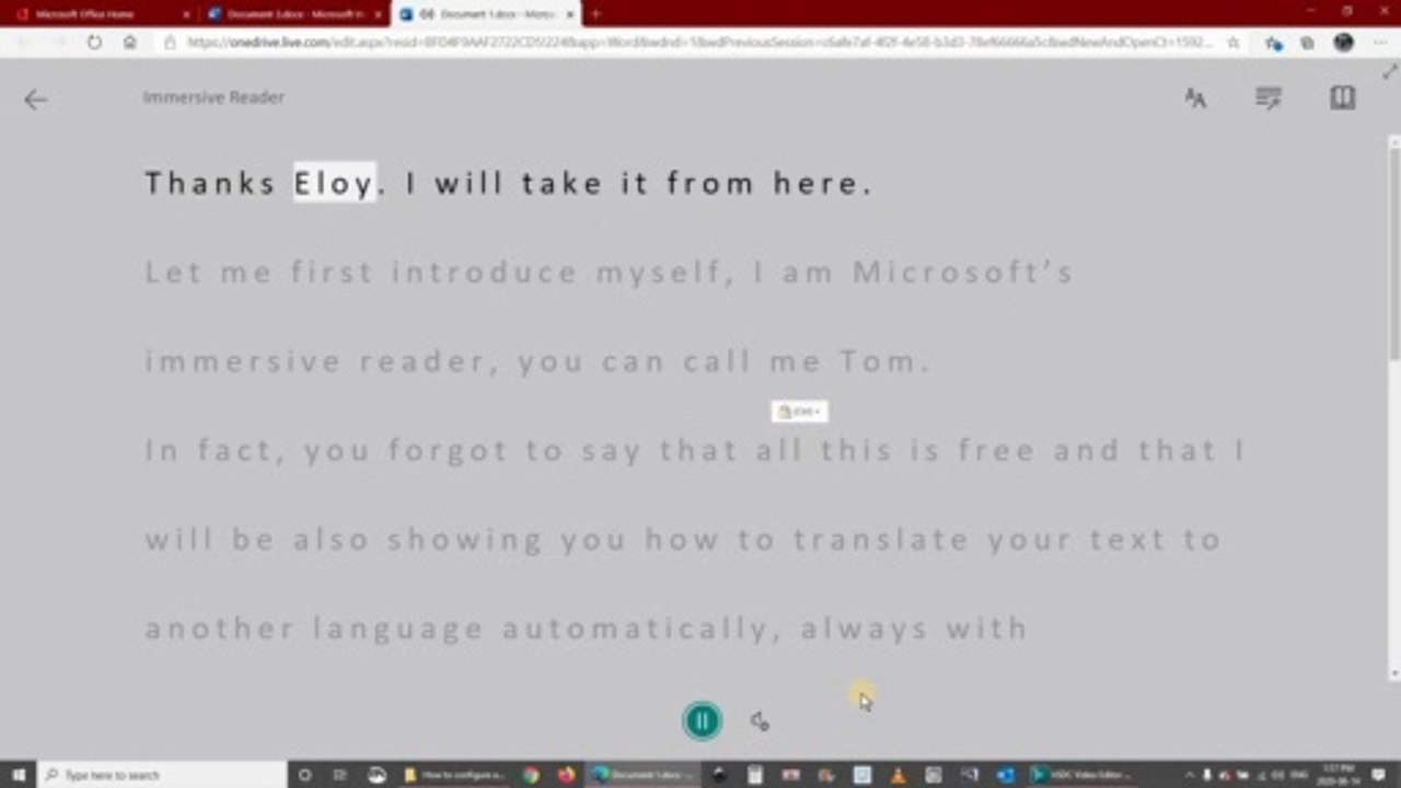 Use Microsoft immersive reader free to record text to speech in multiple languages