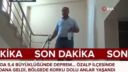 Van'da  yaşanan 5,4 büyüklüğündeki deprem  anı kamerada